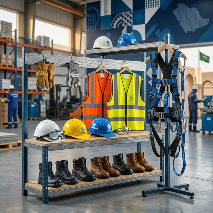 PPE store interior shelves full of safety equipment La Générale Des Services Cameroon